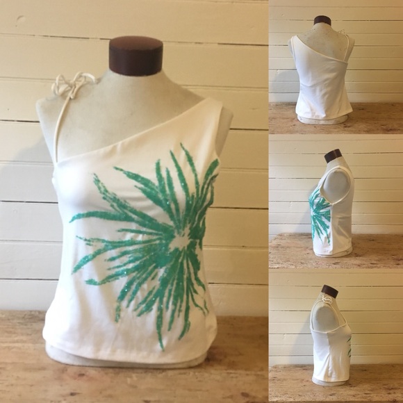 NWT Y2K Beaded Burst Fireworks Asymmetrical One-Shoulder Body Con Shelf Bra Top - Picture 4 of 10